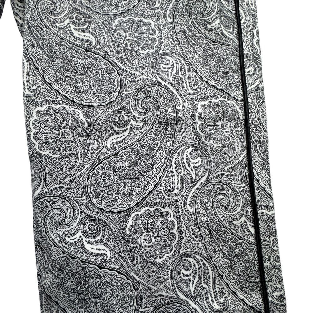 NWOT Dana Buchman Paisley Pants Womens 8 Black White Straight Leg Luxury Trouser - Picture 4 of 15